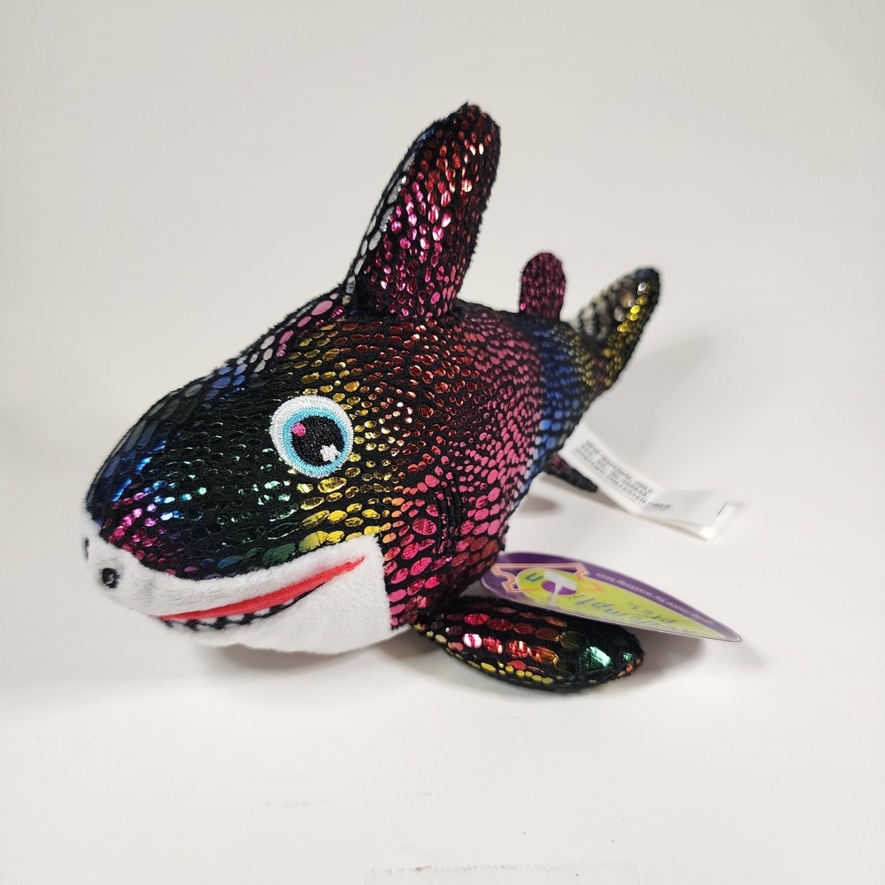 Redemption Plus Killer Whale Plush Rainbow Sequin Orca Stuffed Animal Toy 9"